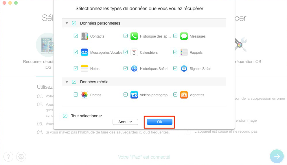 Récupérer les livres depuis iPad – étape 3