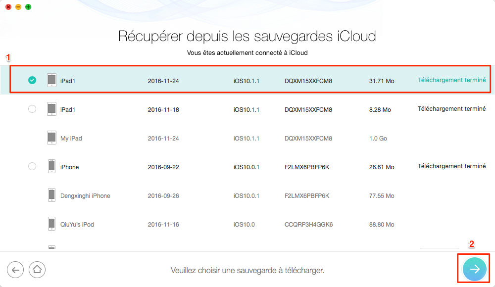 Récupérer des SMS iPhone sur iCloud - étape 3