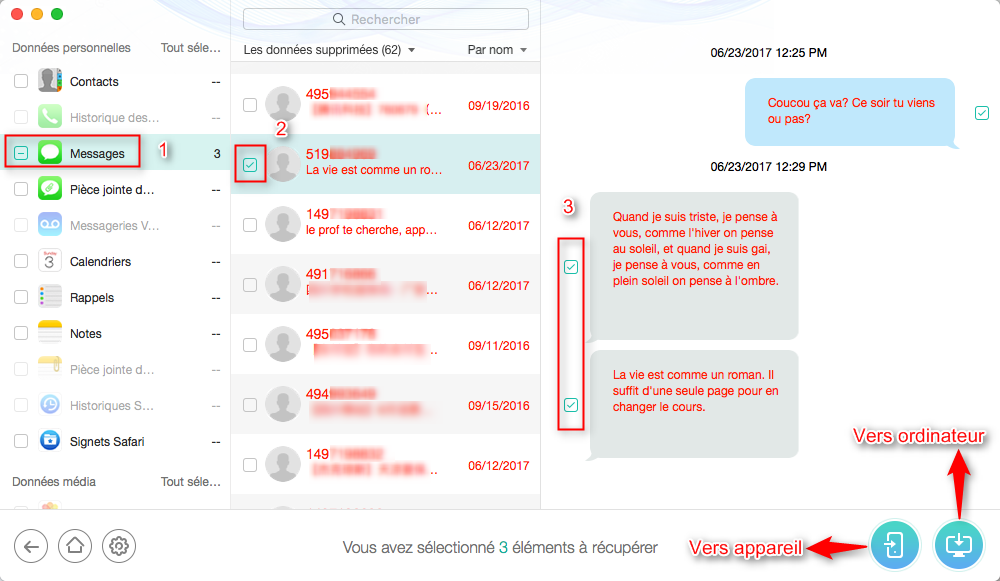 Récupérer vos messages depuis sauvegardes iCloud – étape 4