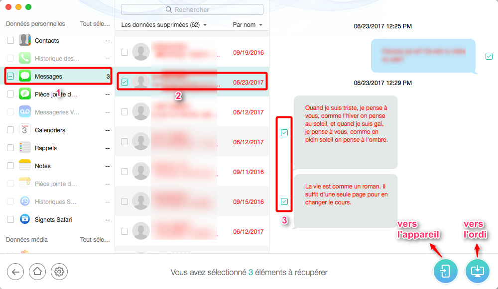 Retrouver les messages sur iPhone - étape 3