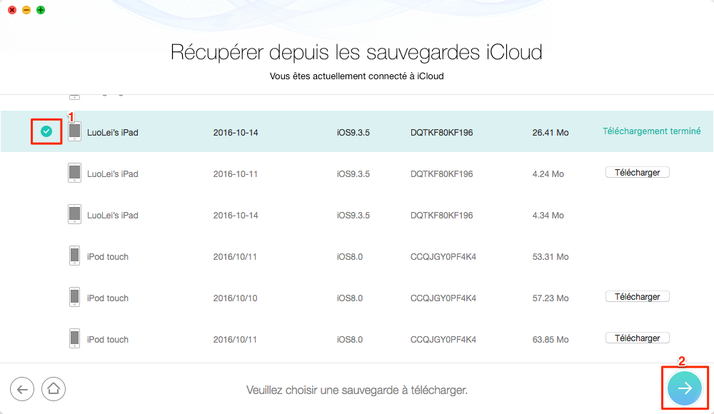 Récupérer des messages WhatsApp supprimés iCloud - étape 2