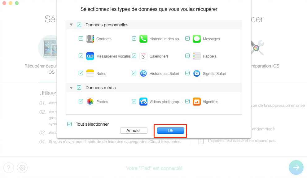 Récupérer les notes depuis iPad – étape 3