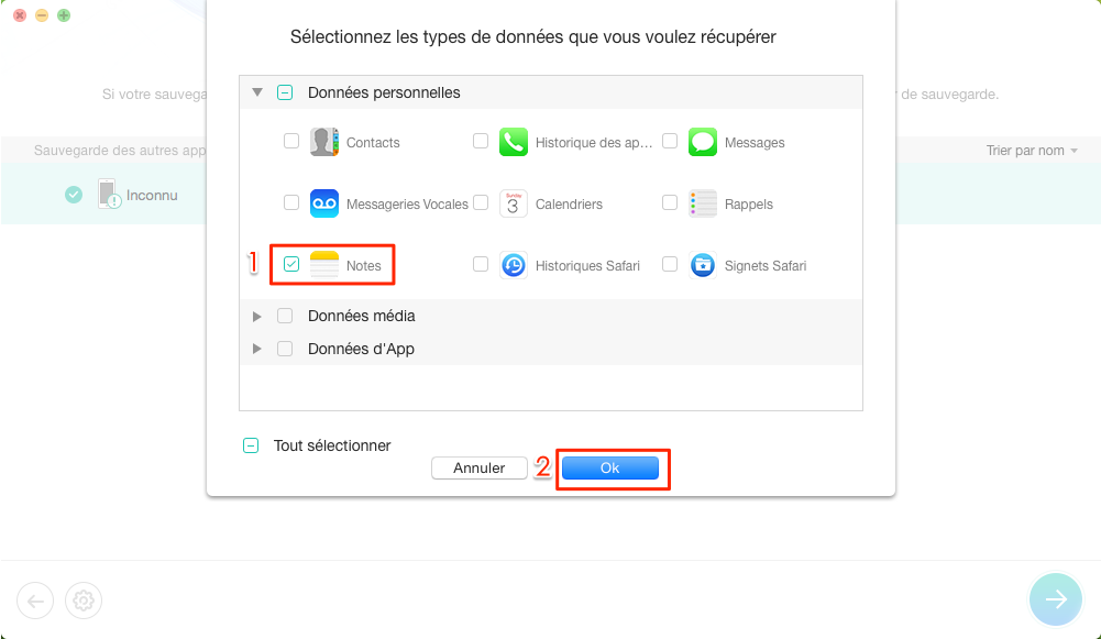 Comment récupérer les notes iPhone perdues – étape 3