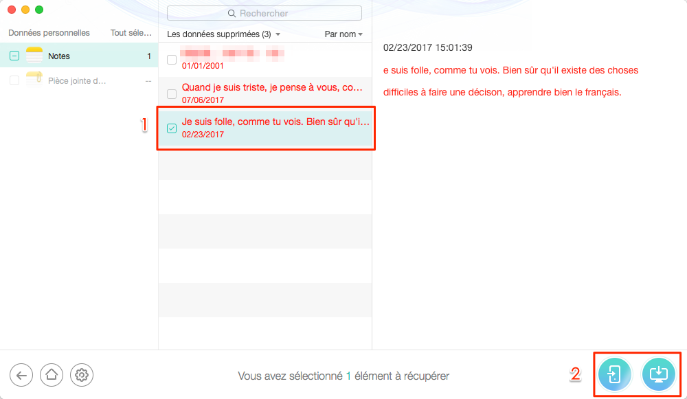 Retrouver les notes iPhone perdues depuis iTunes – étape 4