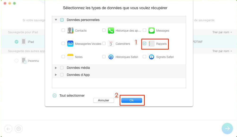 Comment récupérer les rappels d'iPhone – étape 4
