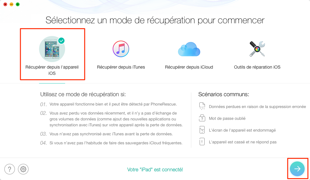Récupérer les signets Safari depuis iPad – étape 2