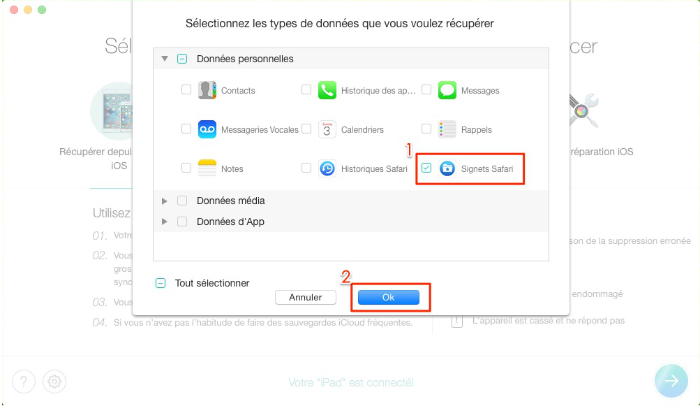Comment récupérer les signets Safari iPad – étape 3