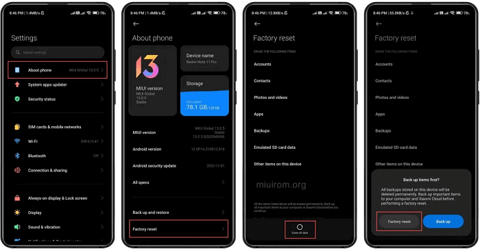 Redmi-Reinitialisation-de-usine