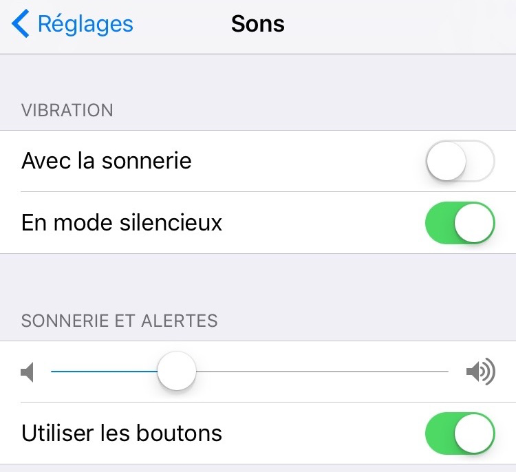 Problème de sonneries iOS 11/10 - Réglage du volume