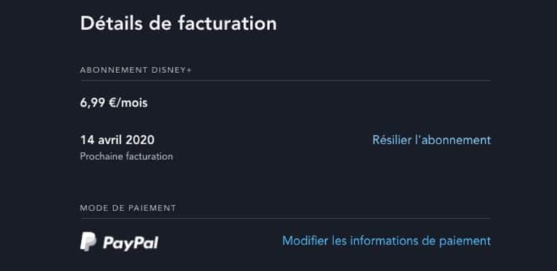 Résilier Disney Plus - Via le site officiel