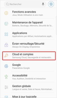 Restaurer depuis Samsung Cloud