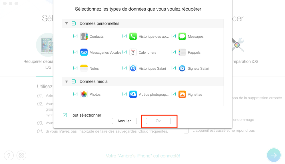 Restaurer iPhone/iPad sans iTunes - étape 2