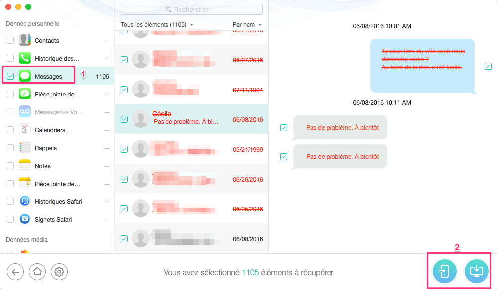 Comment récupérer les messages texte effacés depuis iCloud - étape 3