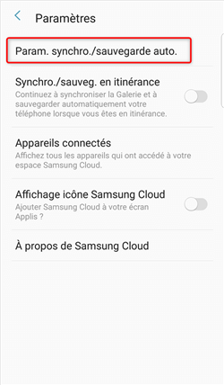 Sauvegarde automatique de Samsung Cloud