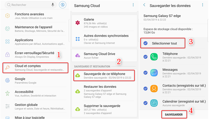 Sauvegarde via Samsung Cloud
