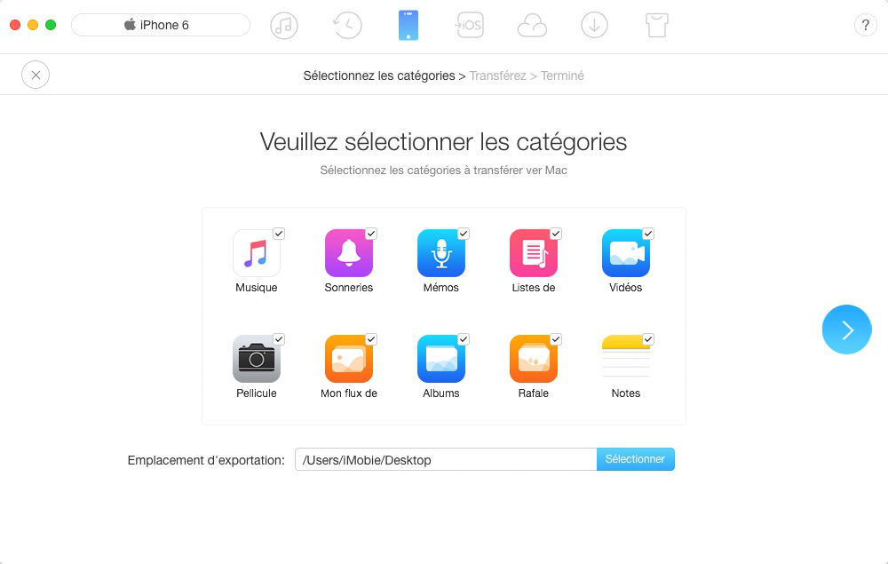 Sauvegarder les données de l'iPhone sur l'ordinateur via AnyTrans