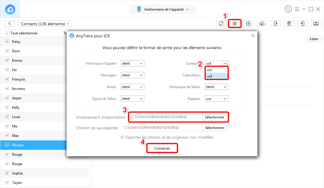 Sauvegarder vos contacts de l'iPhone sur l'ordinateur - étape 22