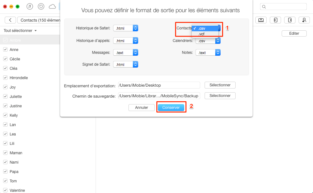 Sauvegarder vos contacts de l'iPhone sur l’ordinateur - étape 22