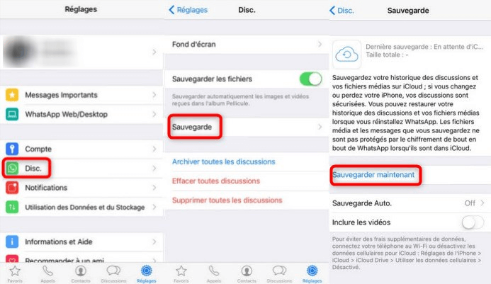 Sauvegarder WhatsApp via iCloud