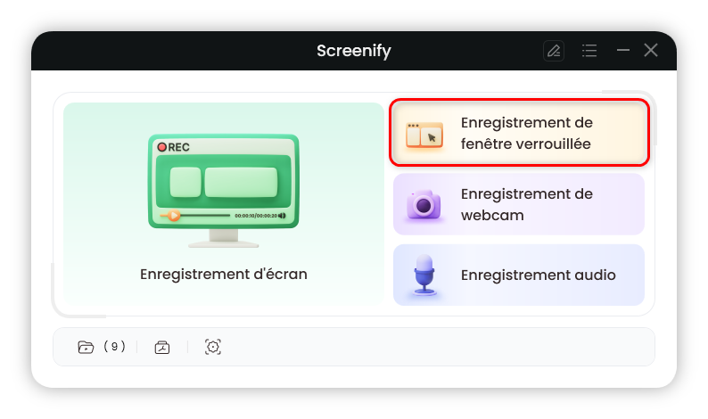 Enregistrement de fenêtre verrouillée