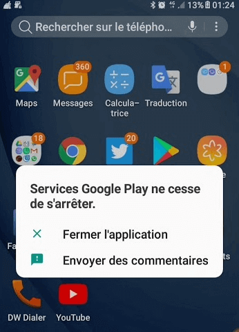 Service Google Play s’arrête