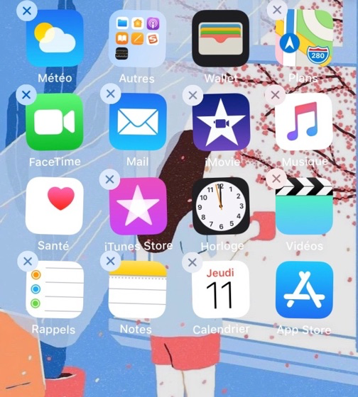 Supprimer apps iPhone X/XR/XS en appuyant sur icône «X» - étape 2