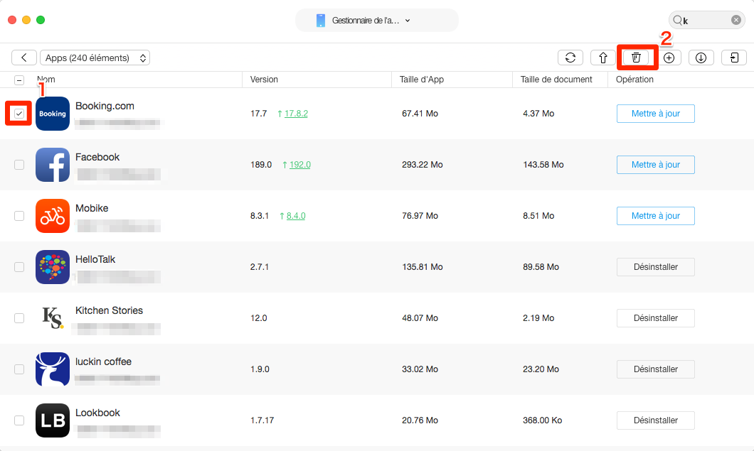 Supprimer des applications sur iPhone X avec AnyTrans - étape 3