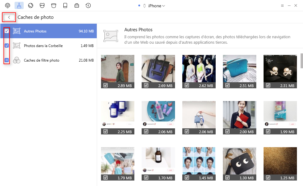 Supprimer les Caches de photo de l'iPhone facilement – étape 3