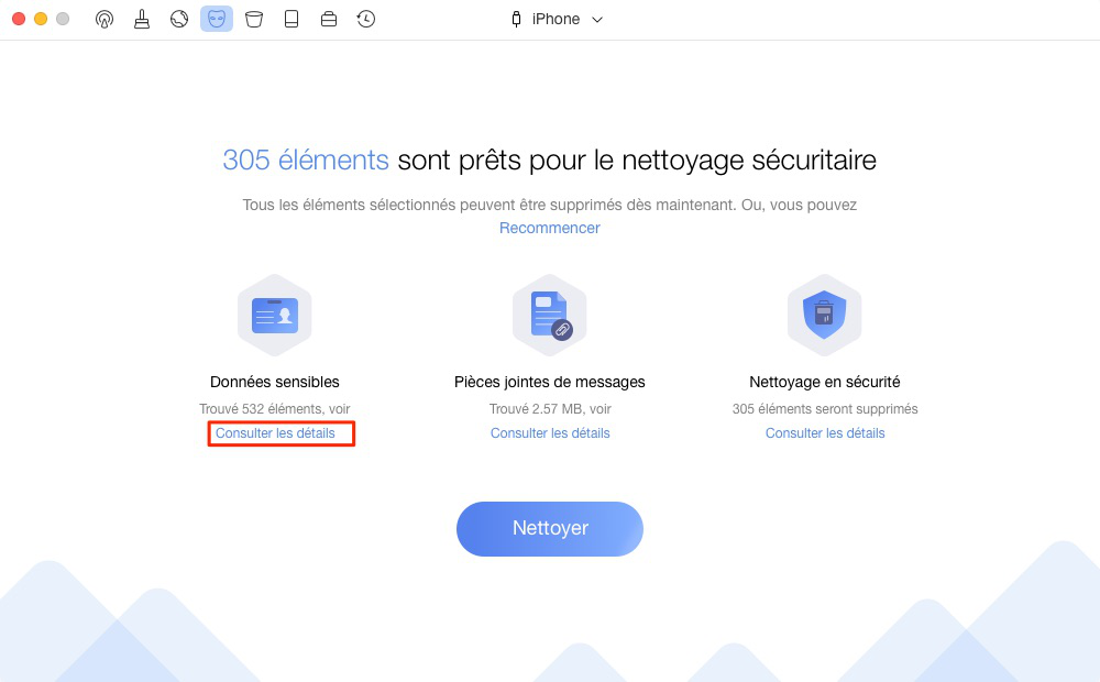 Effacer des messages/iMessages avec PhoneRescue – étape 2