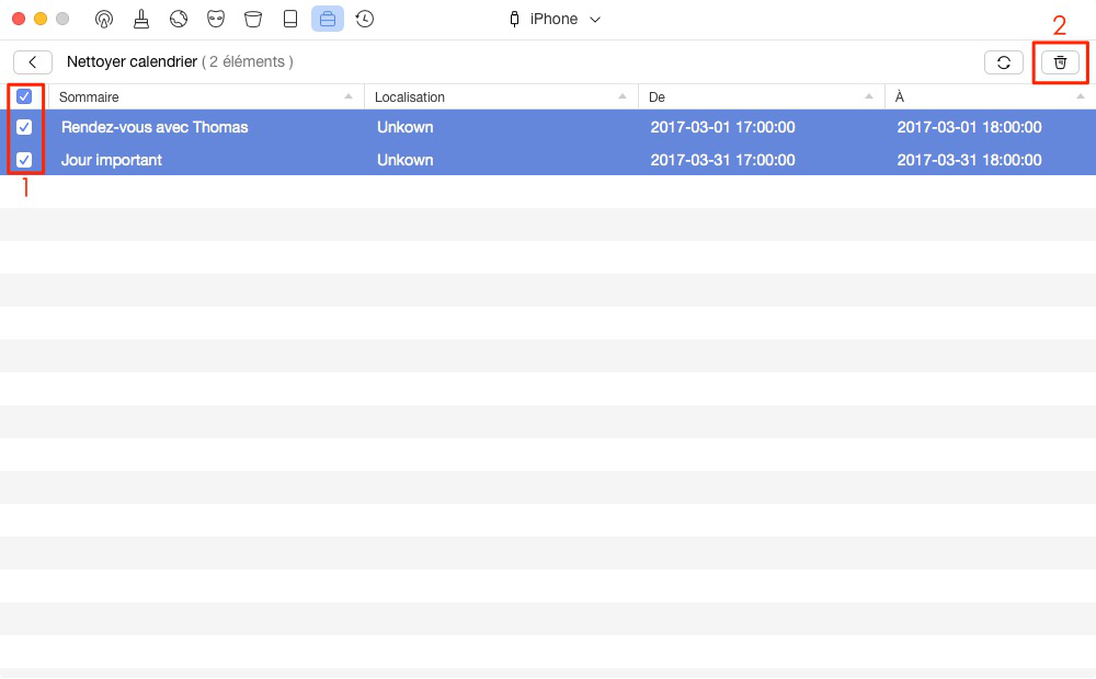 Comment effacer les calendriers sur iPhone/iPad – étape 3