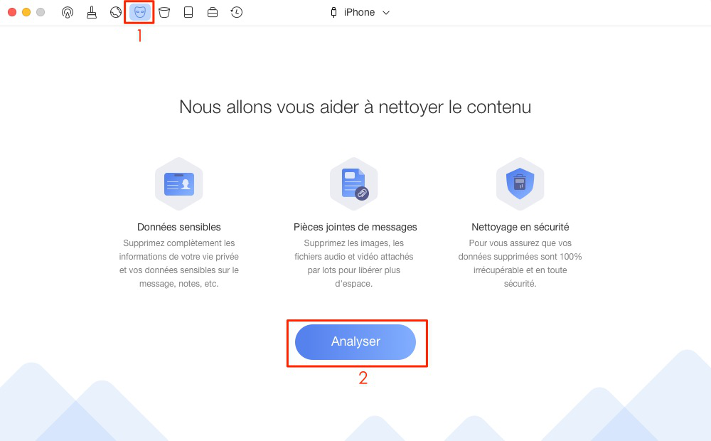 Effacer définitivement les SMS sur l'iPhone – étape 1