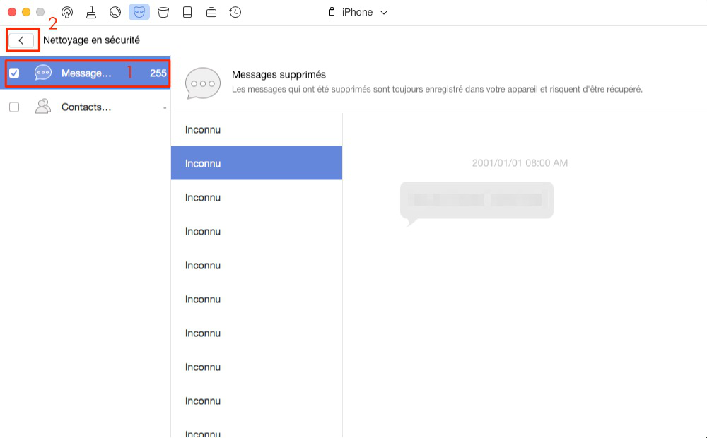Supprimer définitivement les messages enregistrés sur l'iPhone – étape 3
