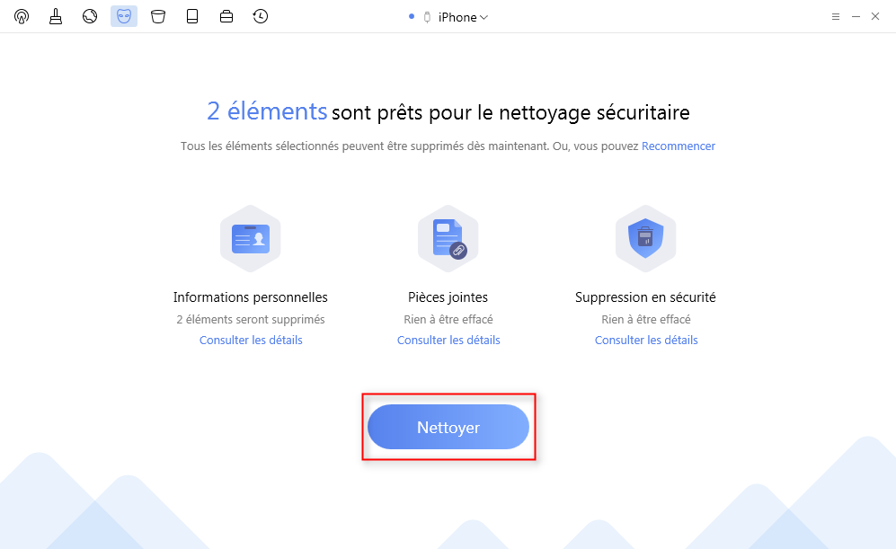 Supprimez les messages sur iPhone avec PhoneClean - étape 4
