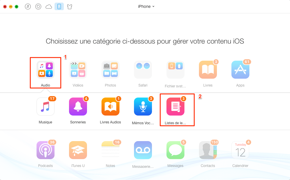 Comment supprimer Playlist sur iPhone avec AnyTrans - étape 2