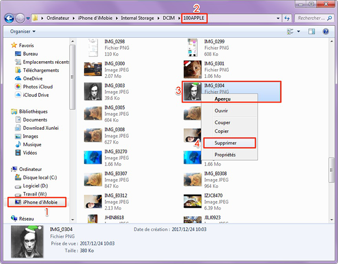 Supprimer les photos iPhone depuis PC