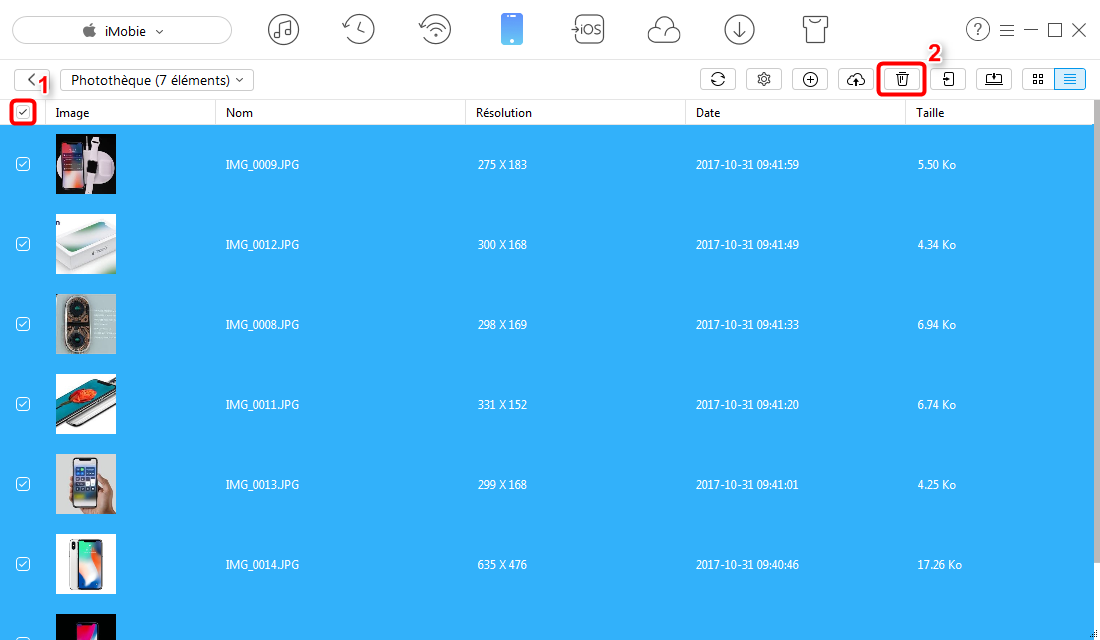 Effacer des photos synchronisées de l'iPhone avec AnyTrans - étape 3