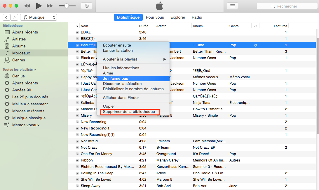 Comment supprimer des chansons depuis iCloud – étape 2