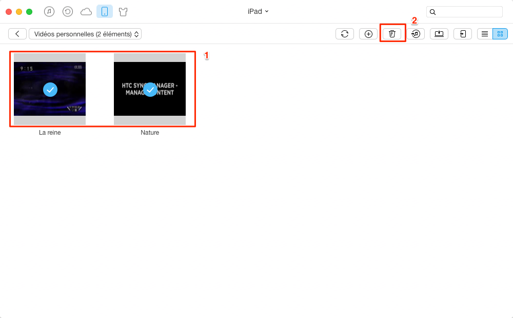 Supprimer des vidéos sur iPad - étape 3