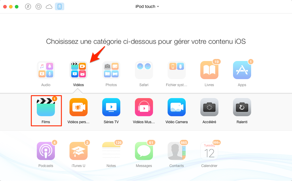Comment supprimer les vidéos sur iPod touch facilement – étape 2