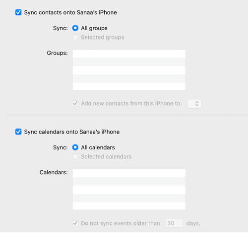 Synchroniser contacts avec Finder