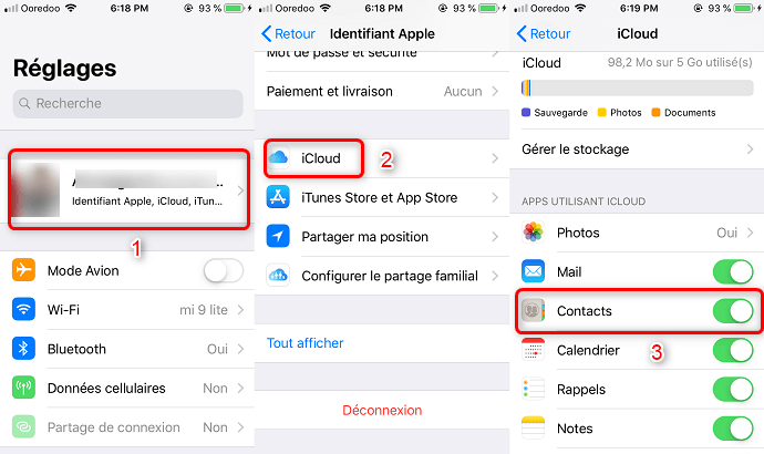 Synchronisation Contacts iCloud