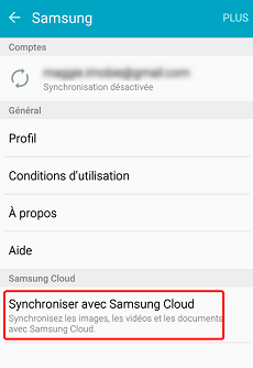 Synchroniser avec Samsung Cloud