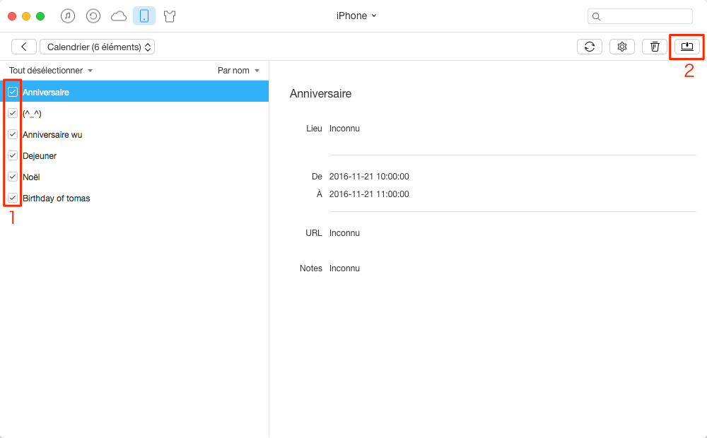 Comment transférer les calendriers iPhone et Mac – étape 4