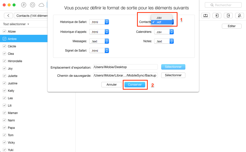 Comment synchroniser des contacts de l'iPhone 7 sur Mac - étape 2