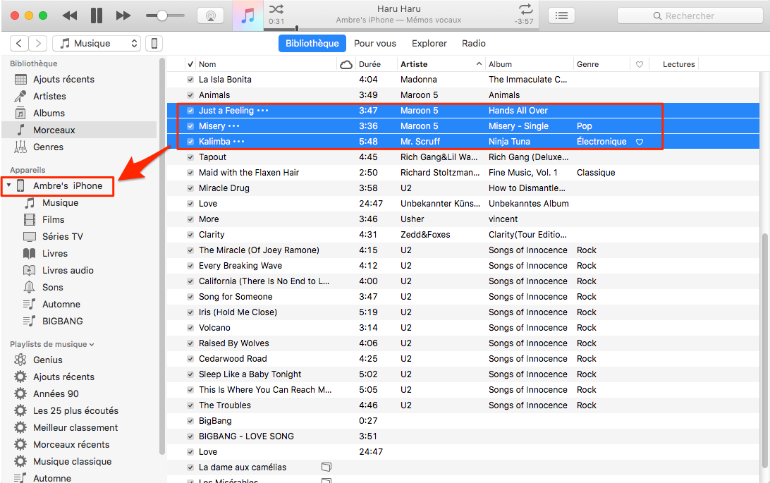 Transférer bibliothèque iTunes vers iPhone 12/12 Pro(Max)/12 mini avec glisser-déposer
