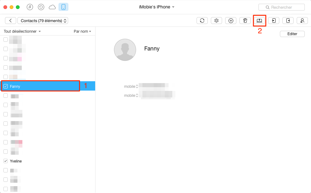 Transférer les contacts iPhone vers Mac – étape 3