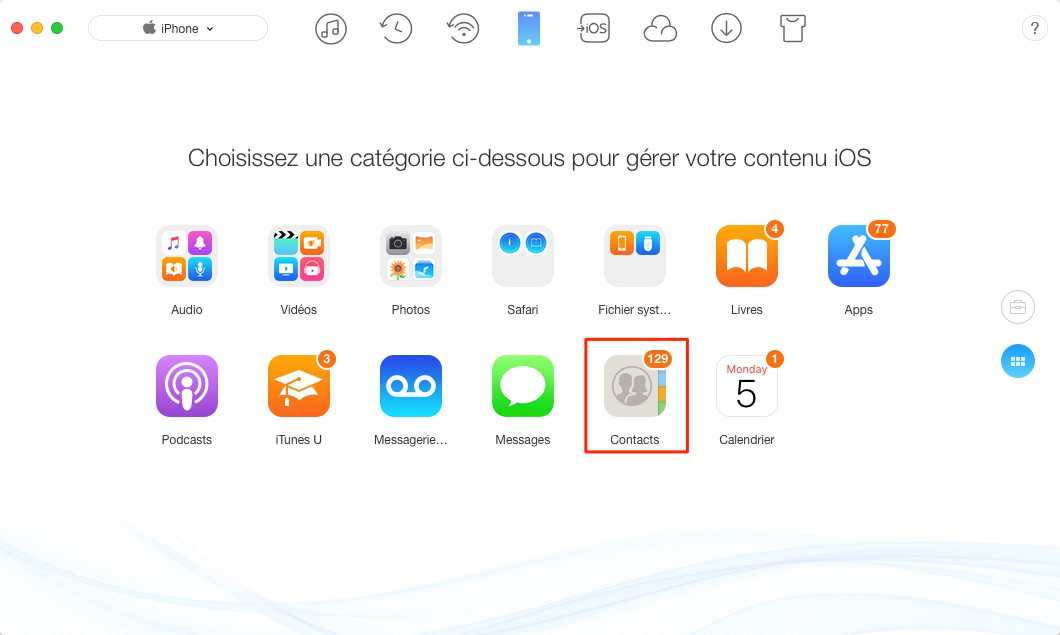 Comment importer les contacts iPhone vers Mac – étape 2