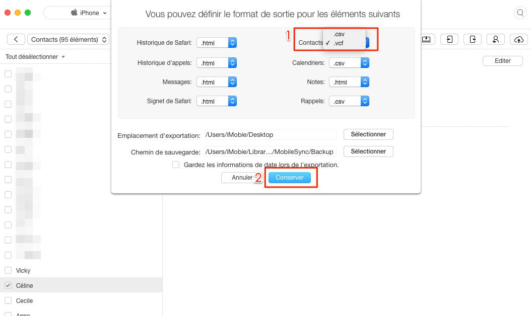 Transfert de contacts d’iPhone vers Mac sans iTunes