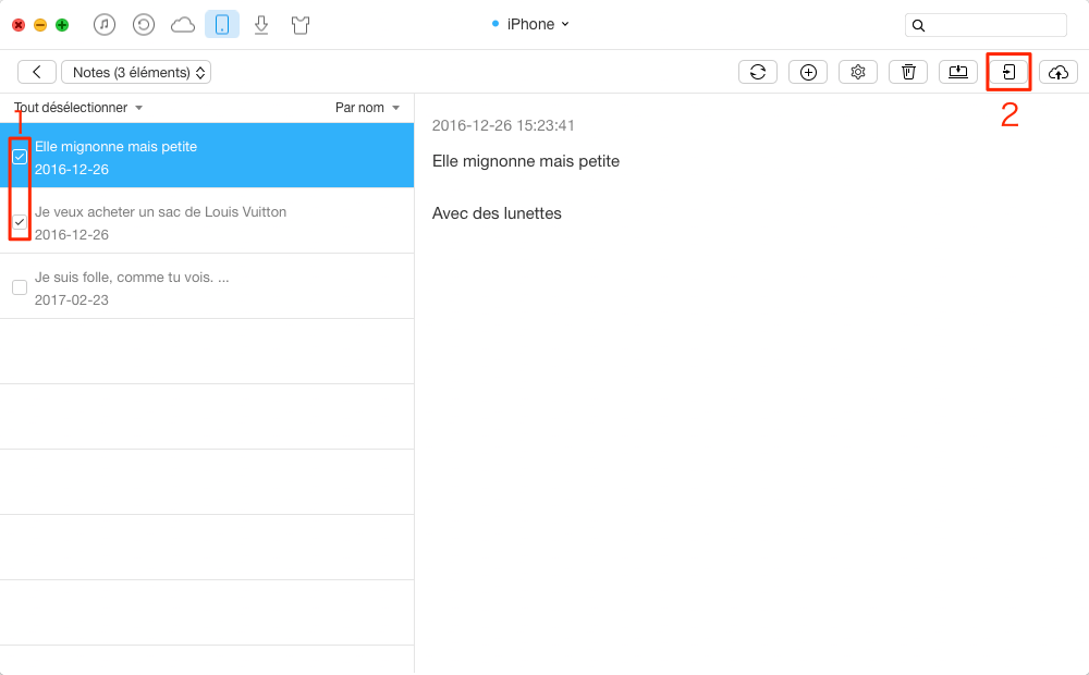Transférer des notes iPad vers un autre – étape 2