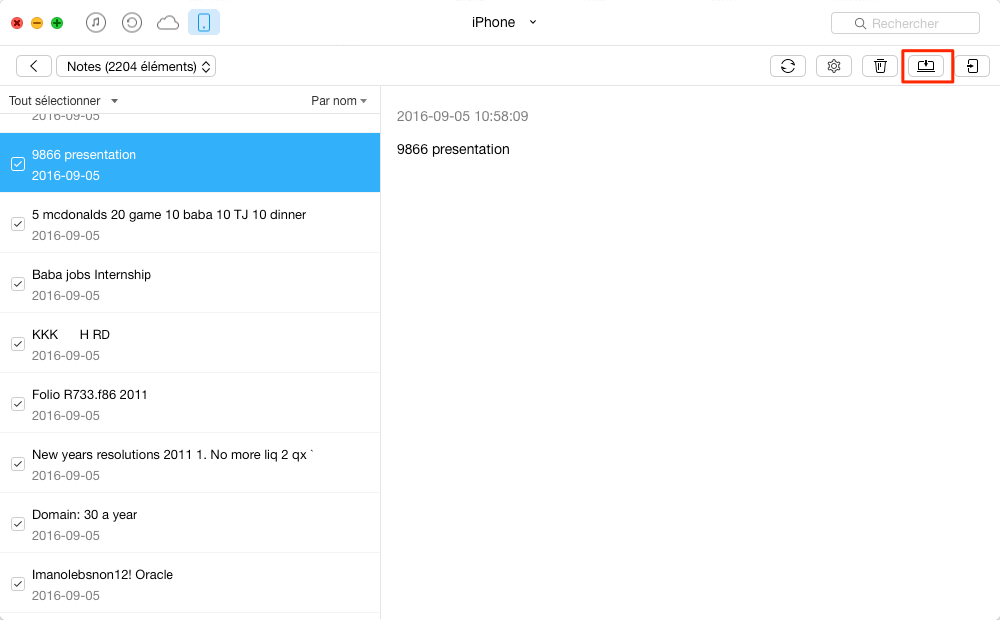 Synchroniser notes à partit de iPhone sur Mac - étape 3
